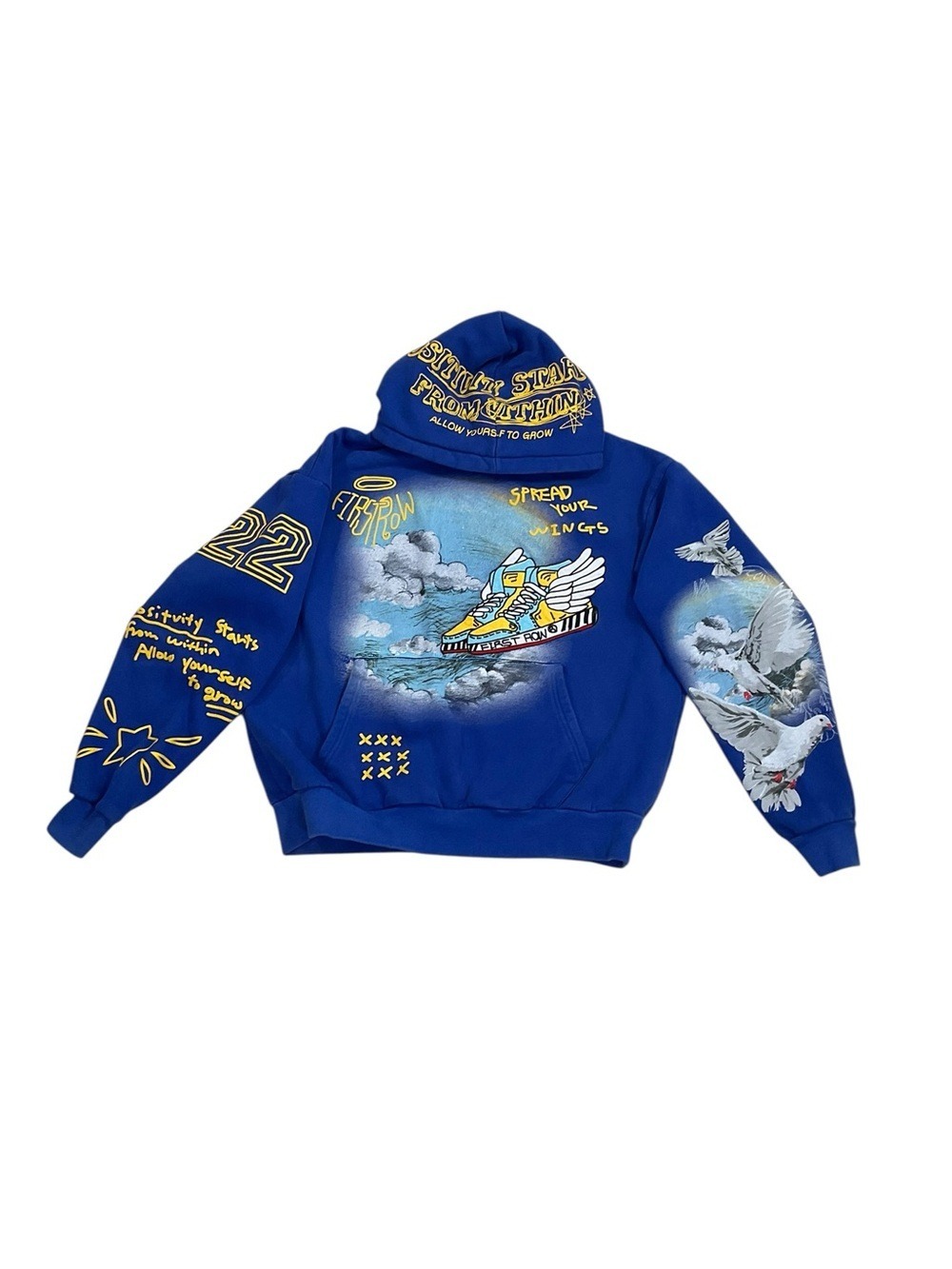 First Row FRF2417 Men’s Large Graphic Embroidered Hoodie Winged Sneakers Blue